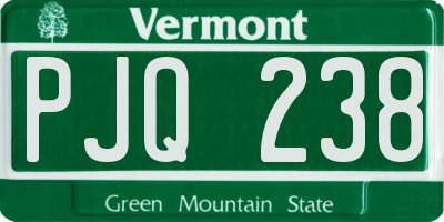VT license plate PJQ238