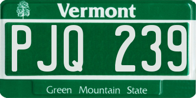 VT license plate PJQ239
