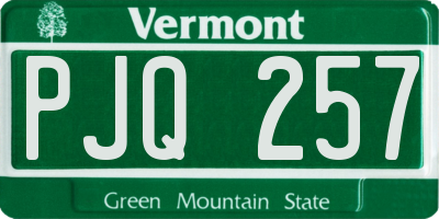 VT license plate PJQ257