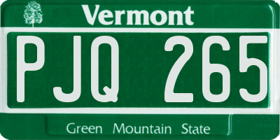 VT license plate PJQ265