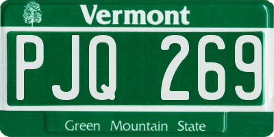 VT license plate PJQ269