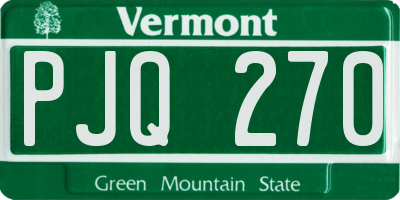 VT license plate PJQ270