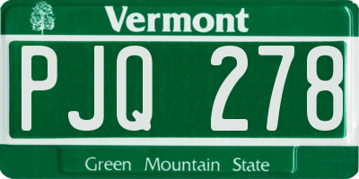VT license plate PJQ278