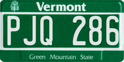 VT license plate PJQ286