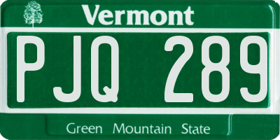 VT license plate PJQ289