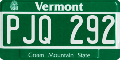 VT license plate PJQ292