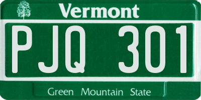 VT license plate PJQ301