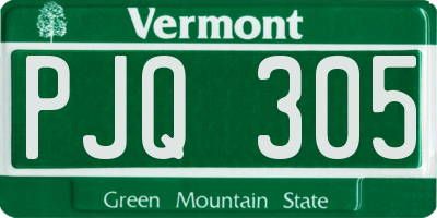 VT license plate PJQ305