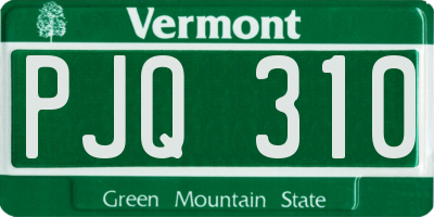 VT license plate PJQ310