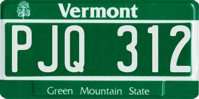 VT license plate PJQ312