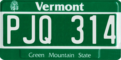 VT license plate PJQ314