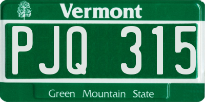 VT license plate PJQ315