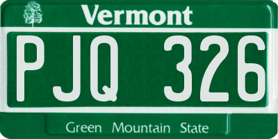 VT license plate PJQ326