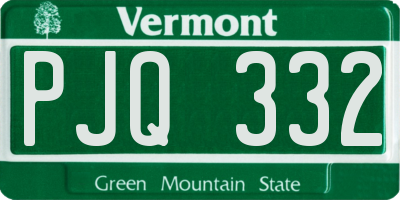 VT license plate PJQ332
