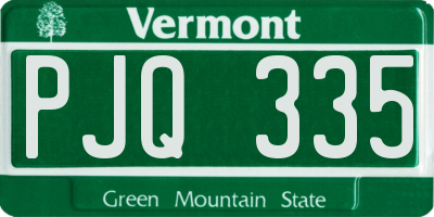 VT license plate PJQ335