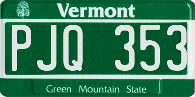VT license plate PJQ353