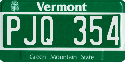 VT license plate PJQ354
