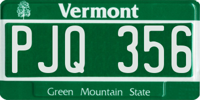 VT license plate PJQ356