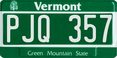 VT license plate PJQ357