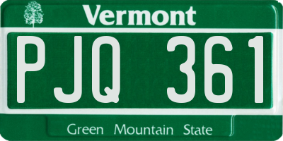VT license plate PJQ361