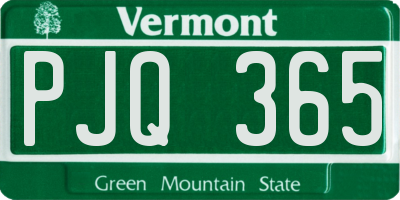VT license plate PJQ365