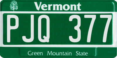 VT license plate PJQ377