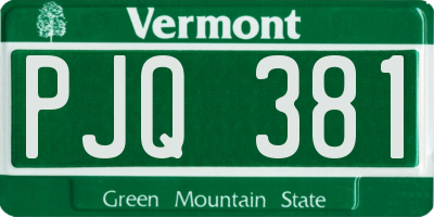 VT license plate PJQ381