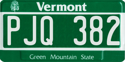 VT license plate PJQ382