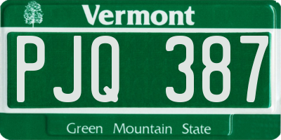 VT license plate PJQ387