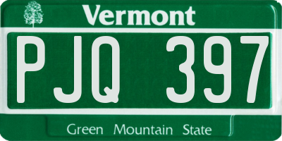 VT license plate PJQ397