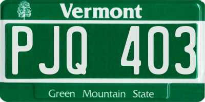 VT license plate PJQ403