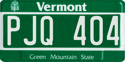 VT license plate PJQ404