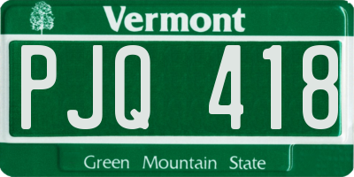 VT license plate PJQ418