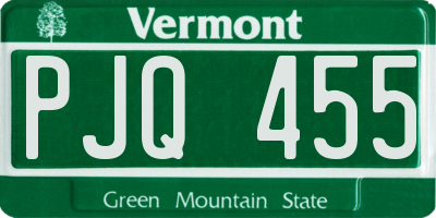 VT license plate PJQ455