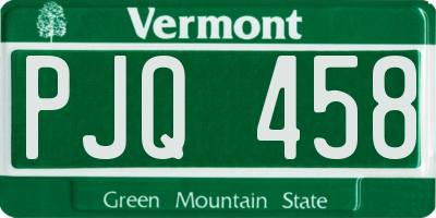 VT license plate PJQ458
