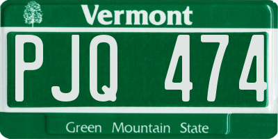 VT license plate PJQ474
