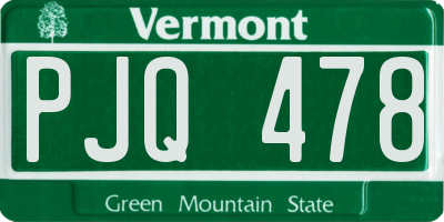 VT license plate PJQ478