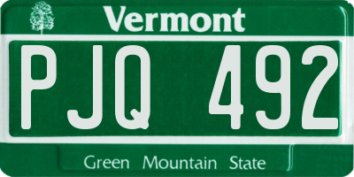 VT license plate PJQ492