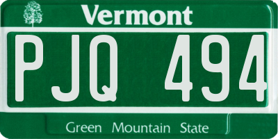 VT license plate PJQ494