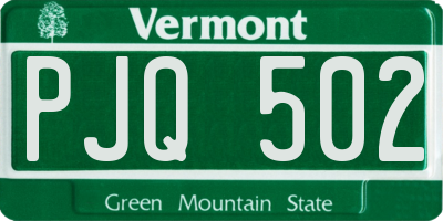 VT license plate PJQ502