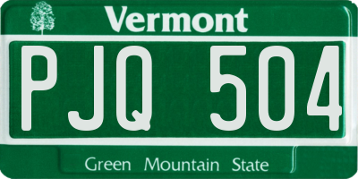 VT license plate PJQ504