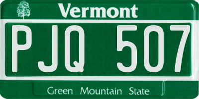 VT license plate PJQ507