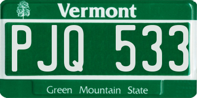 VT license plate PJQ533