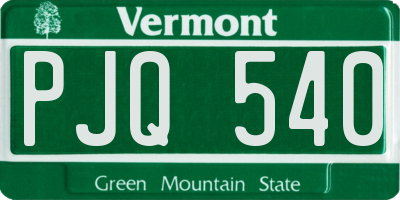 VT license plate PJQ540