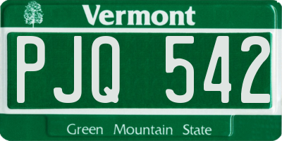VT license plate PJQ542