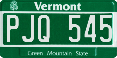VT license plate PJQ545