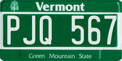 VT license plate PJQ567