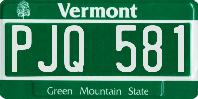 VT license plate PJQ581