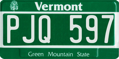 VT license plate PJQ597
