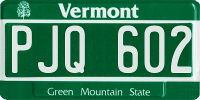 VT license plate PJQ602